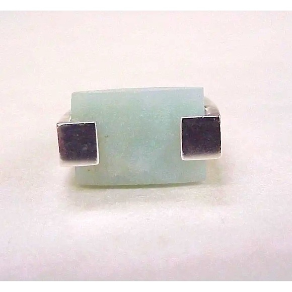 Modernist Style Statement Ring Faceted Green Quartz & Sterling Silver - Picture 2 of 4